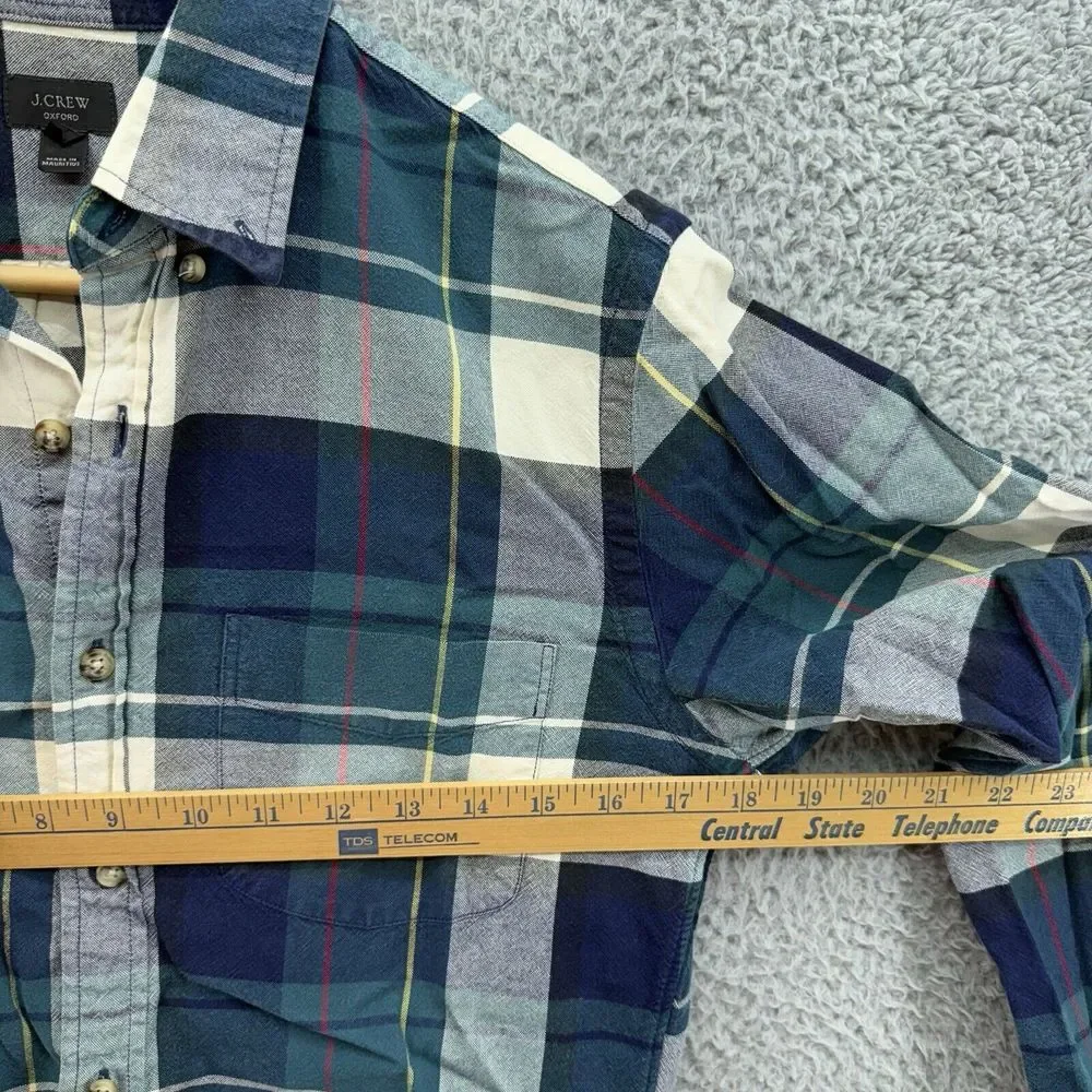 J Crew All‎ Oxford Cotton Blue Plaid Button Up Shirt Mens Sz S Slim Fit Preppy
